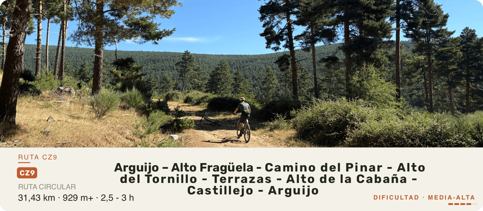 Ruta MTB difícil CZ9 en Arguijo, Soria - 31 km y 929 m de desnivel